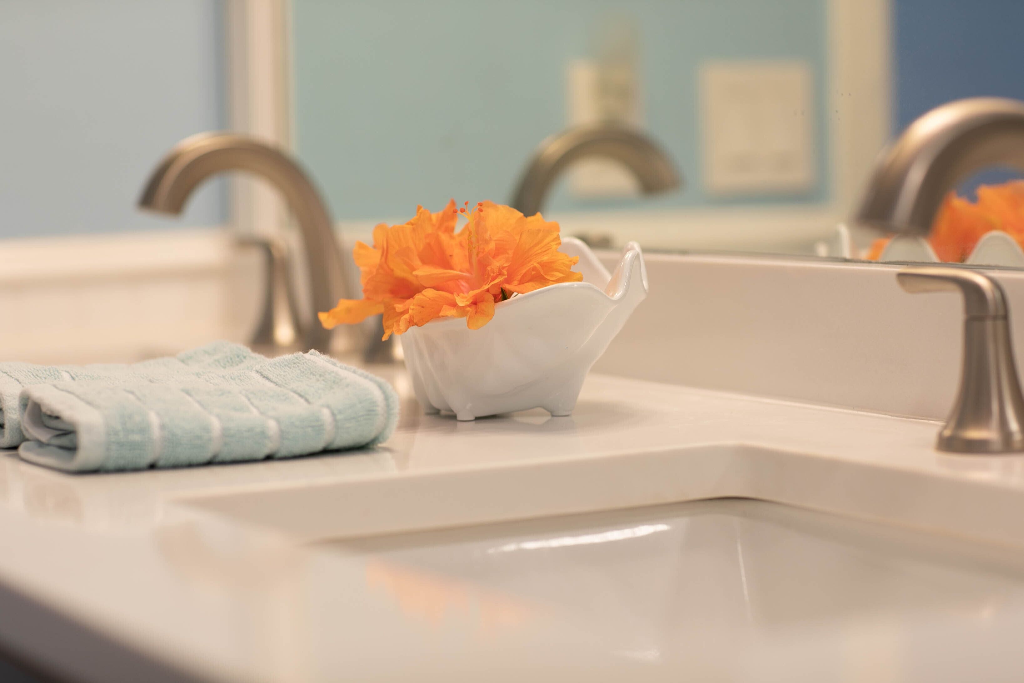 Hair dryer, towels, toilet paper