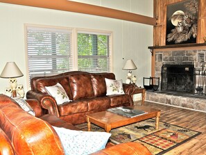 TV, caminetto, lettore DVD, impianto stereo