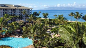 A hotel with a pool, palm trees, and a view of the ocean. - Christmas Week - Dec. 19-26, 2026 - Westin Kaanapali - 1 Bdrm. Fixed Oceanview (Lahaina)
