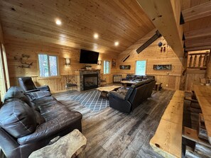 Smart TV, fireplace, video games, DVD player