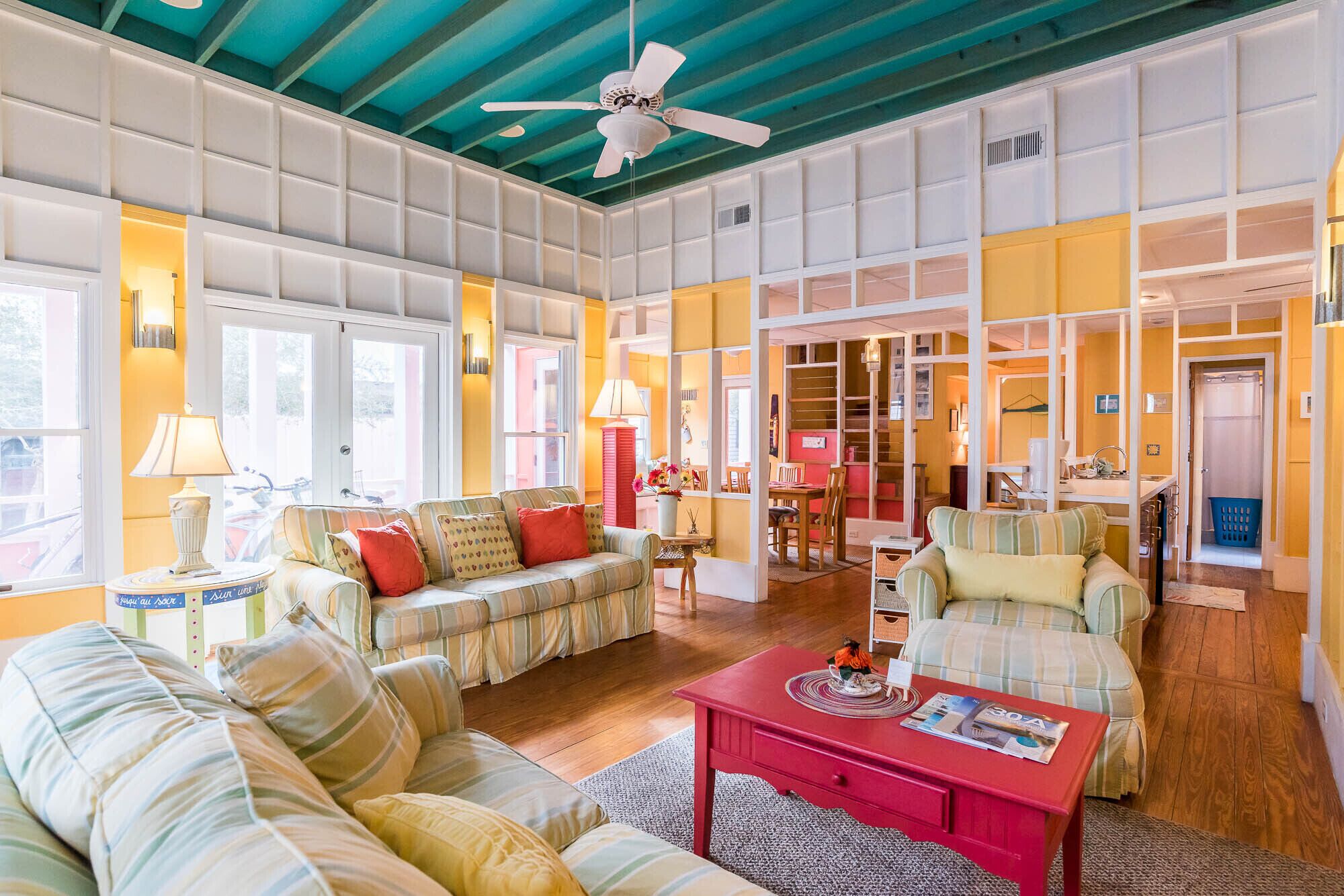 TV, video library, stereo