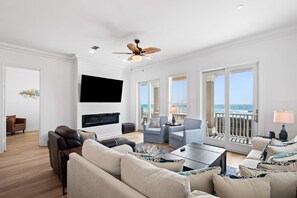Smart TV, fireplace, video games, foosball