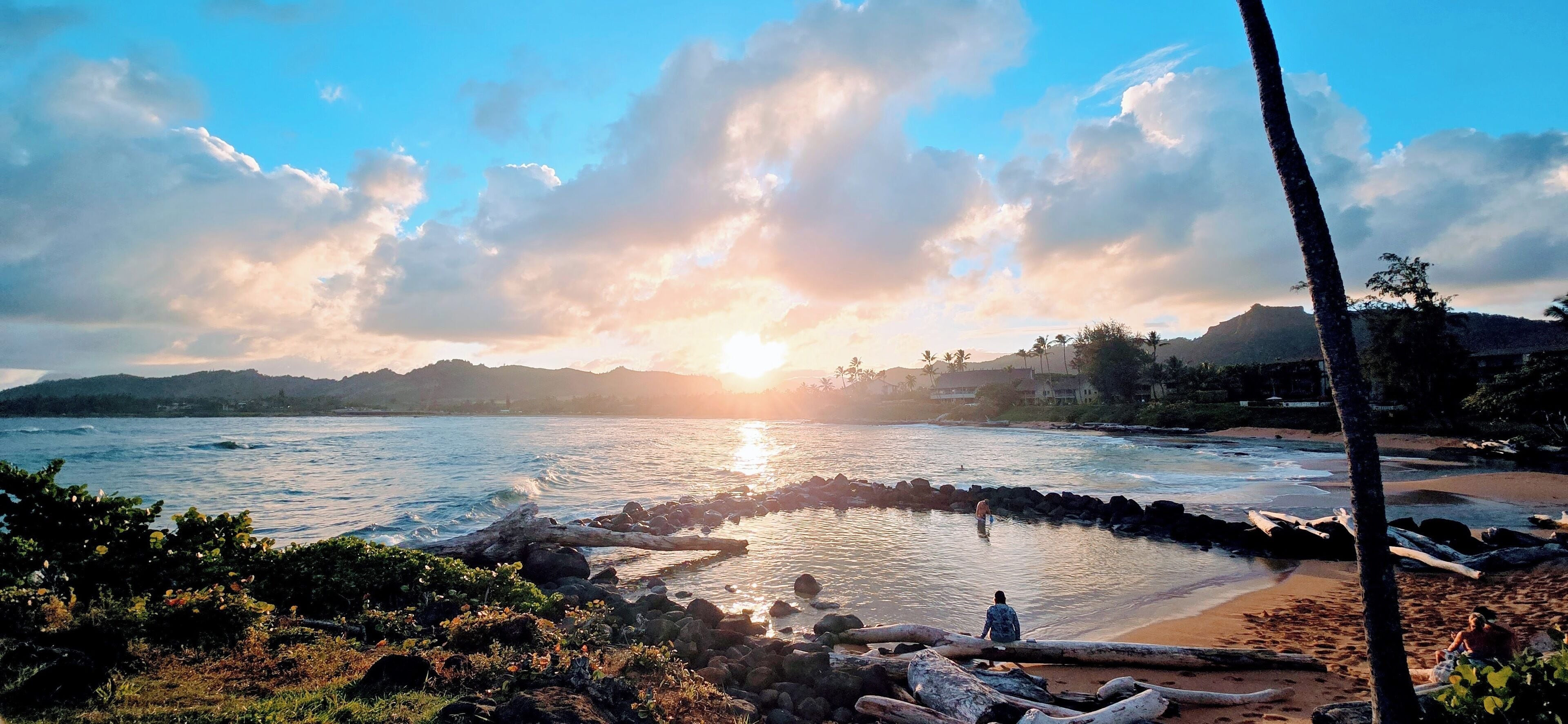 On the beach, beach towels