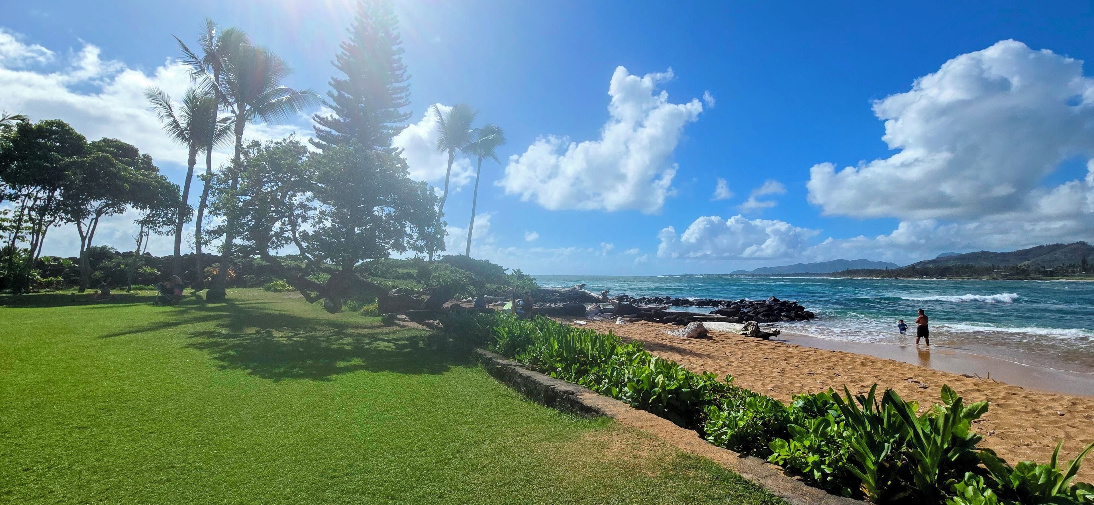 On the beach, beach towels
