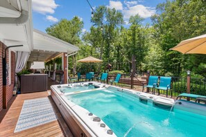Terrace/patio - Country Charmer with Inviting Front and Back Porches, Swim Spa, Decks, Fire Pit (Canton)