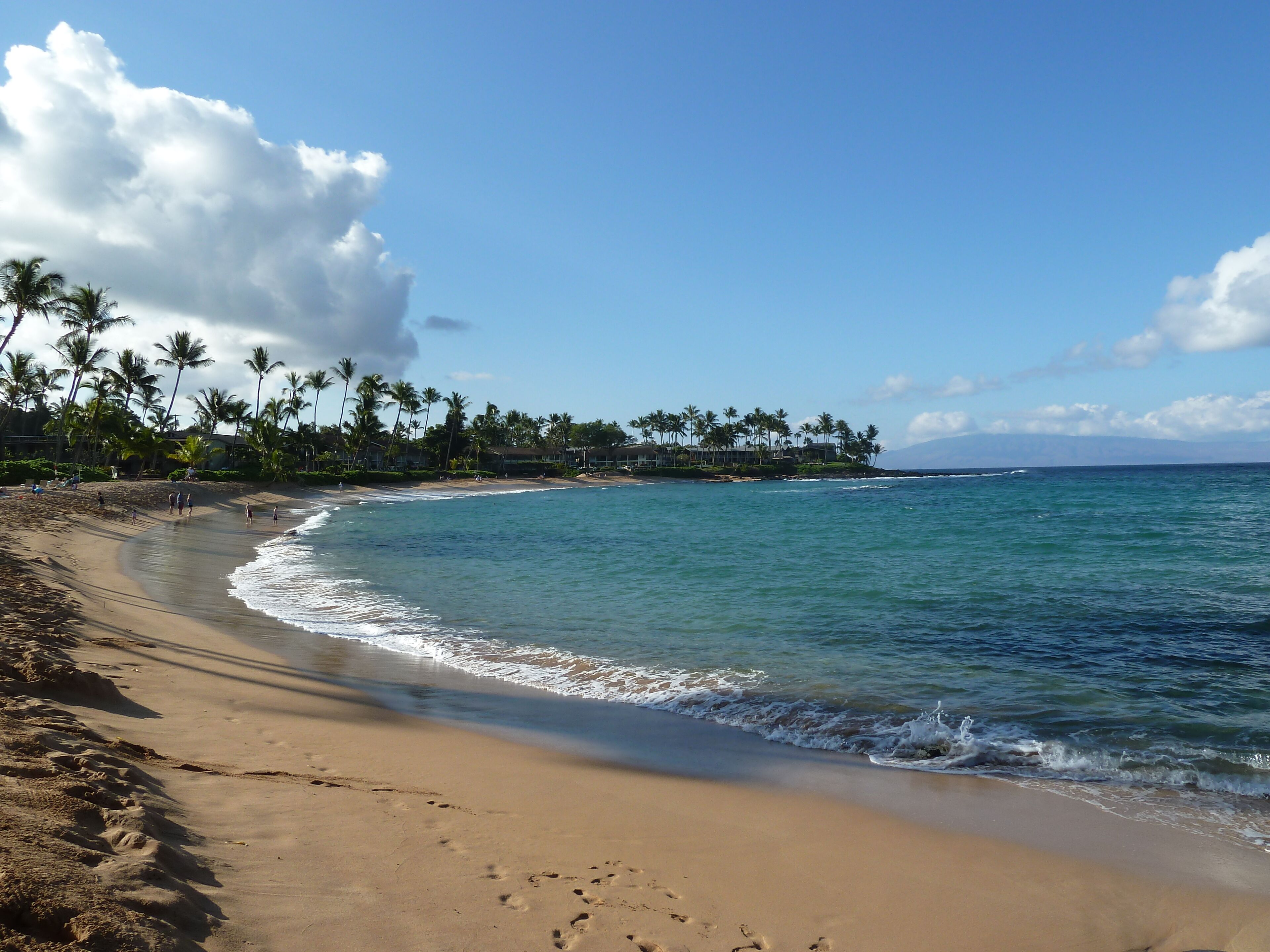 On the beach, sun loungers, beach towels