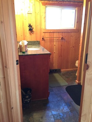 Hair dryer, soap, toilet paper