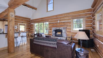 TV, fireplace, DVD player, foosball