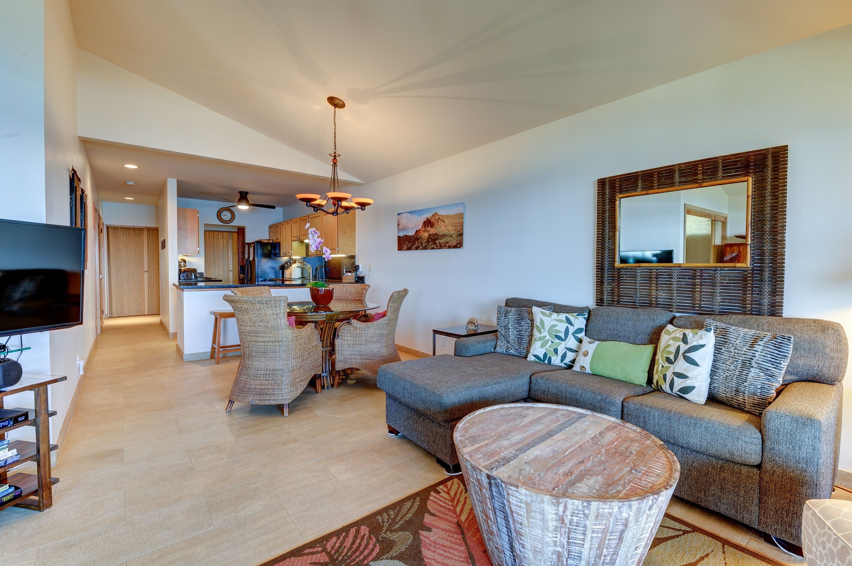 Smart TV, DVD player, books, music library