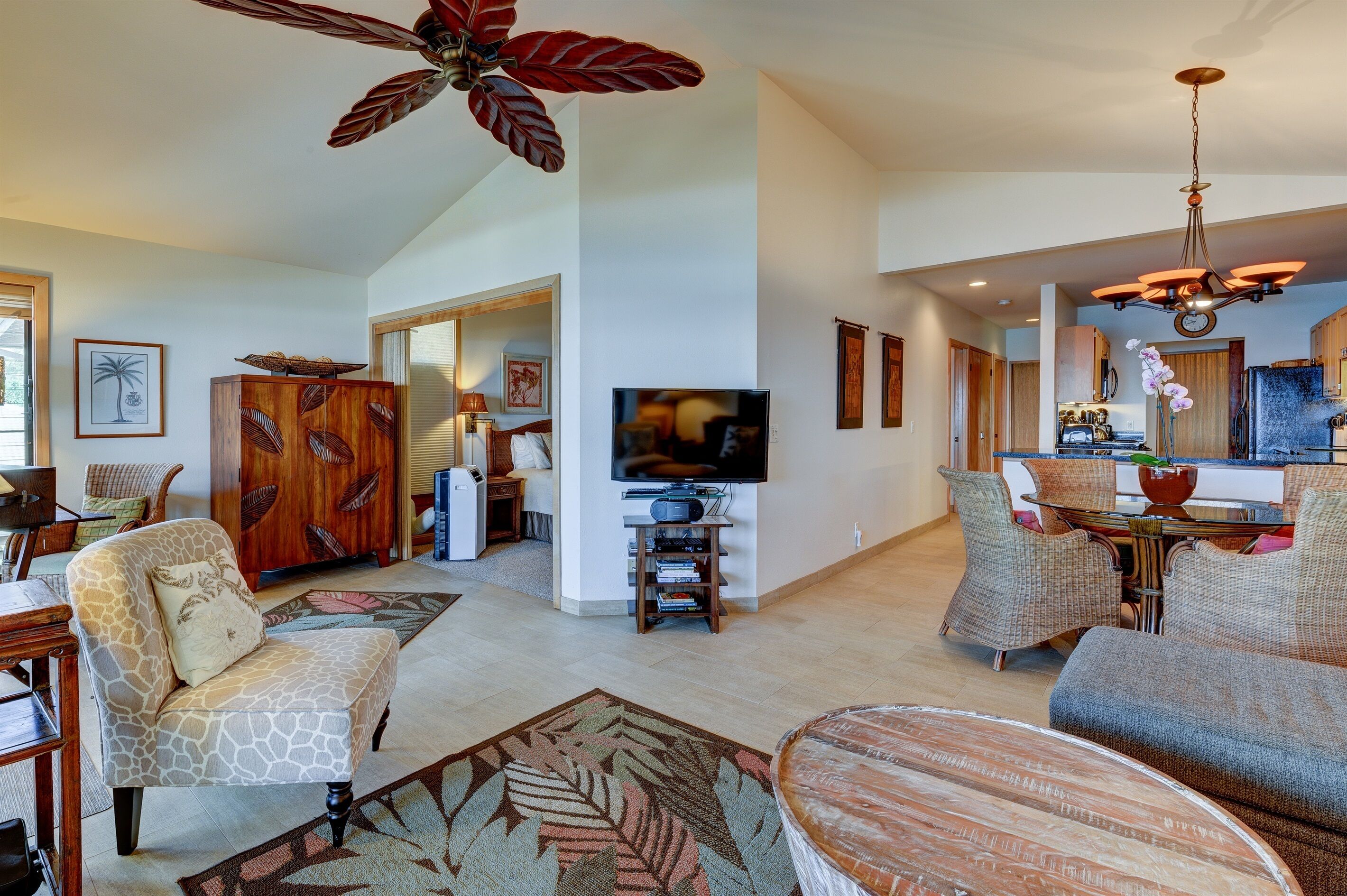 Smart TV, DVD player, books, music library