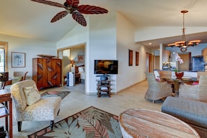 Smart TV, DVD player, books, music library