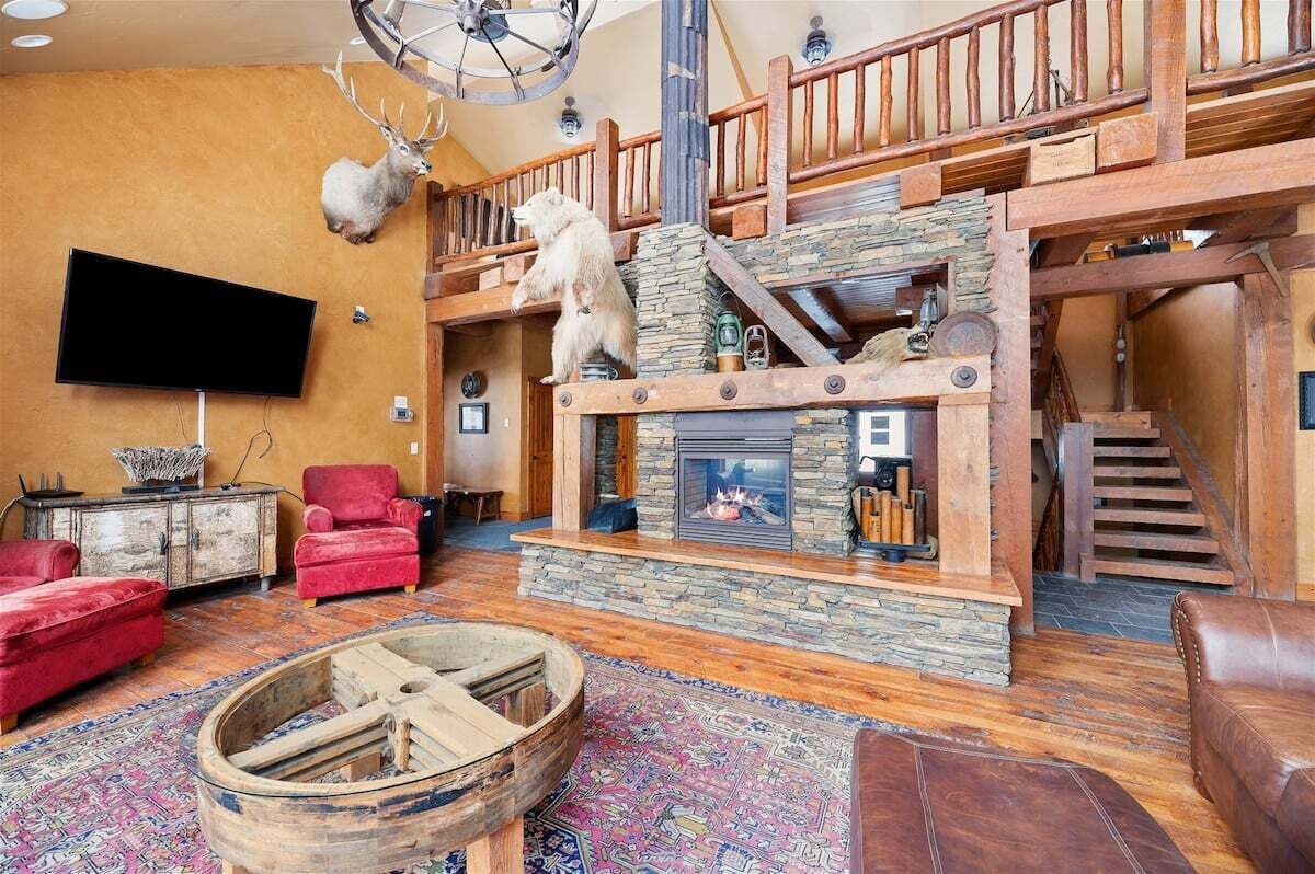TV, fireplace, foosball