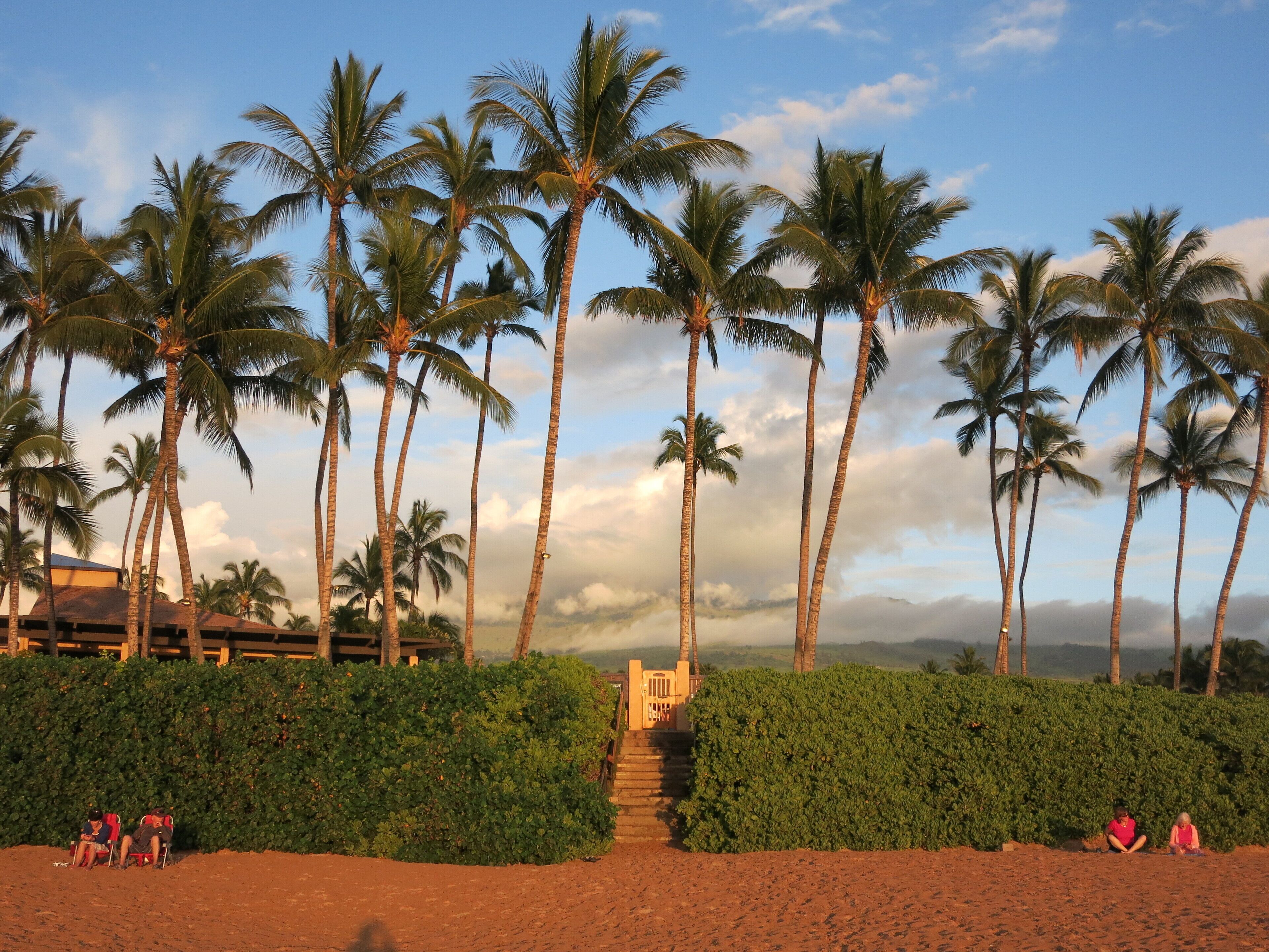 On the beach, beach towels