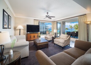 TV, stereo - Oceanfront Views Above Dukes - Wrap Around Lanai - Outdoor Kitchen 🌺 Honua Kai H351 (Lahaina)