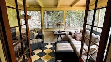 TV, fireplace, DVD player, stereo