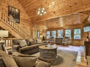 TV, fireplace - Rockin' River - 5 BR - 3 BA - Waterfront Home - (Ellijay)