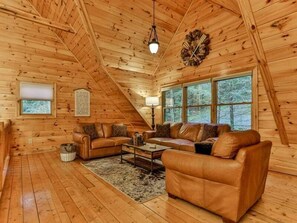 TV, fireplace - Rockin' River - 5 BR - 3 BA - Waterfront Home - (Ellijay)