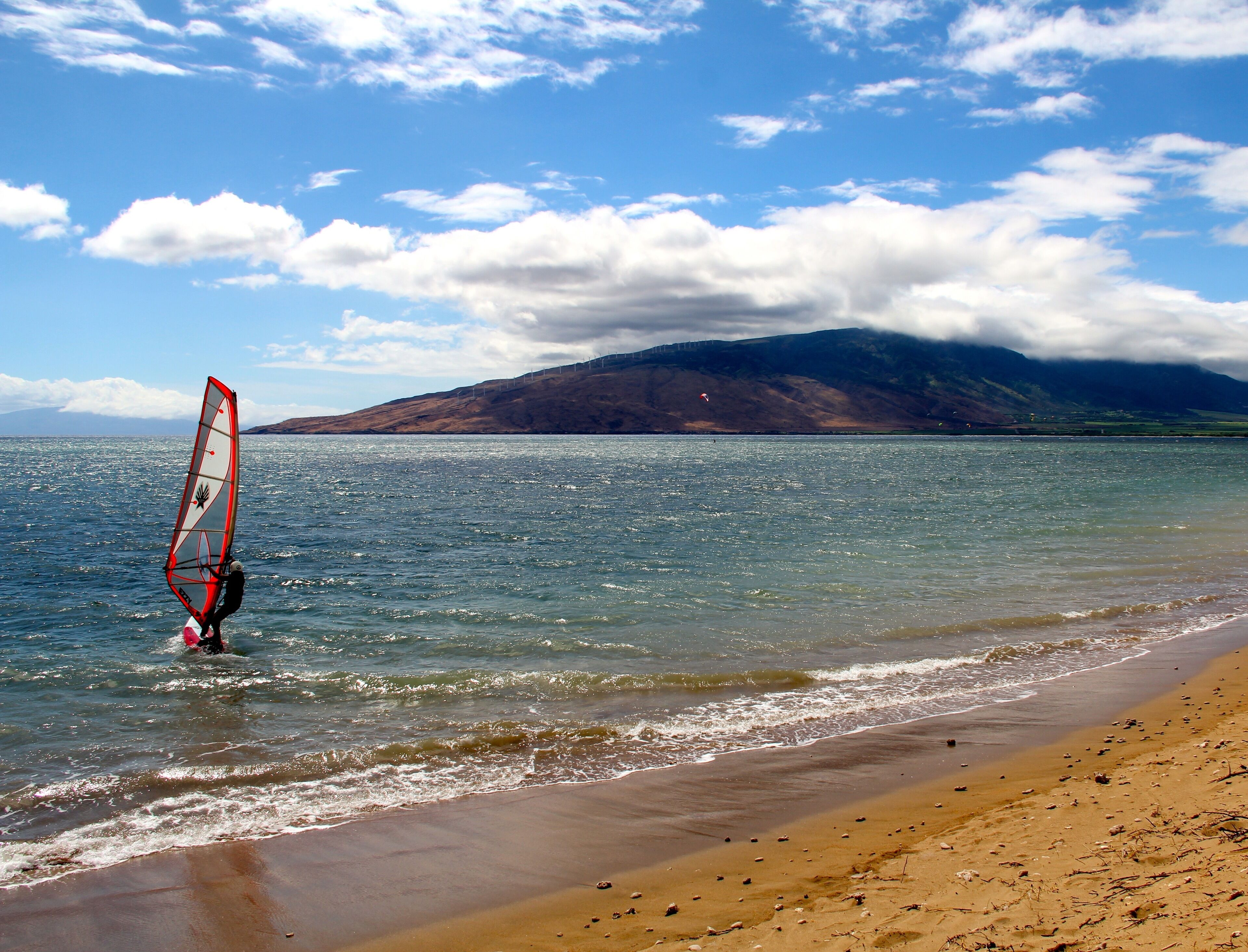 On the beach, sun loungers, beach towels