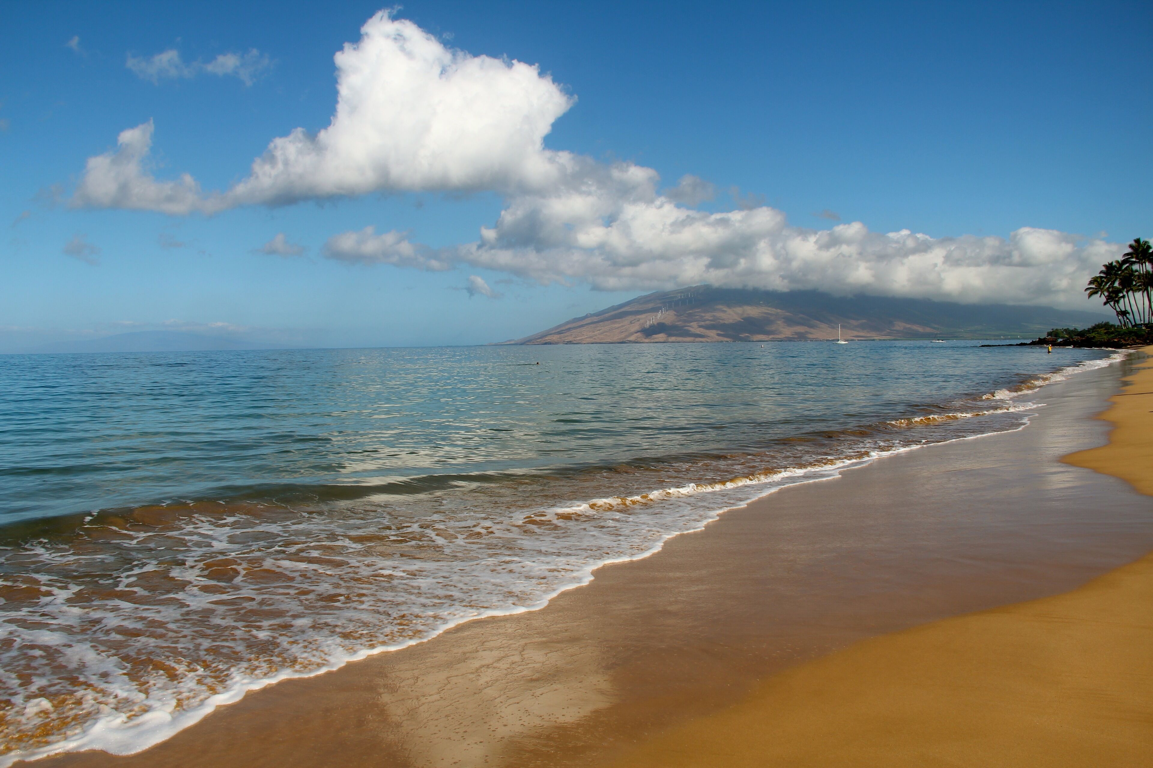 On the beach, sun loungers, beach towels