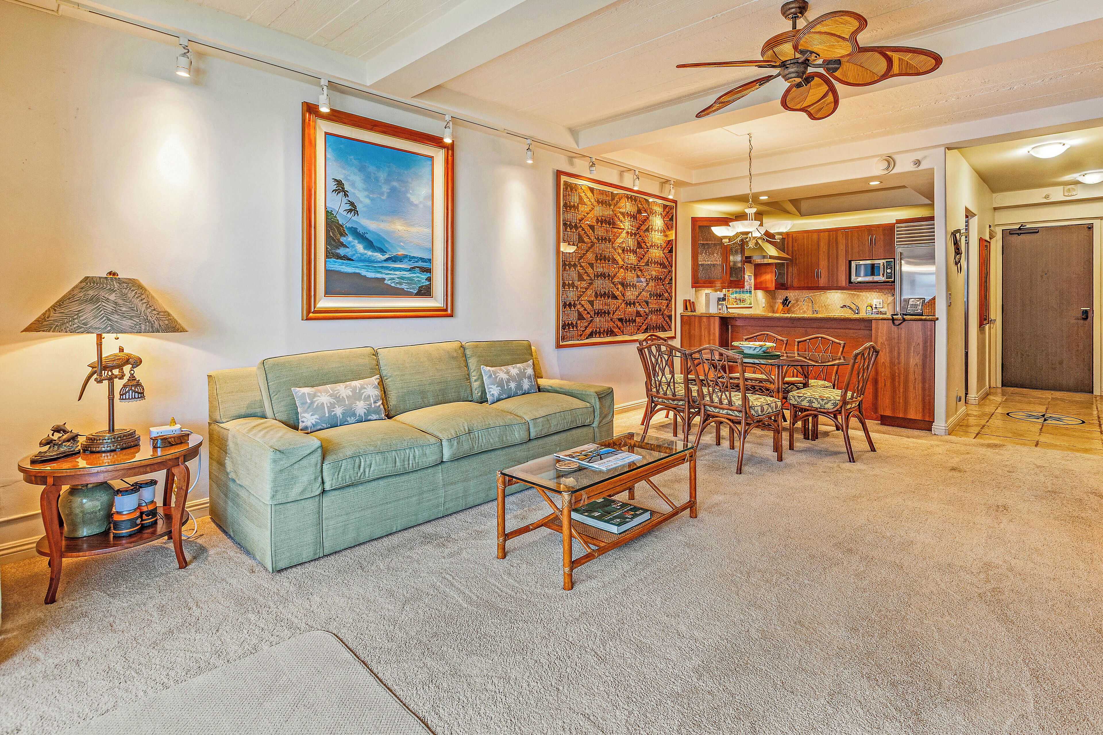 TV, DVD player, books, music library