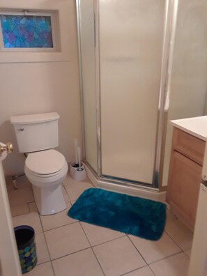 Dusche, Handtücher, Seife, Shampoo