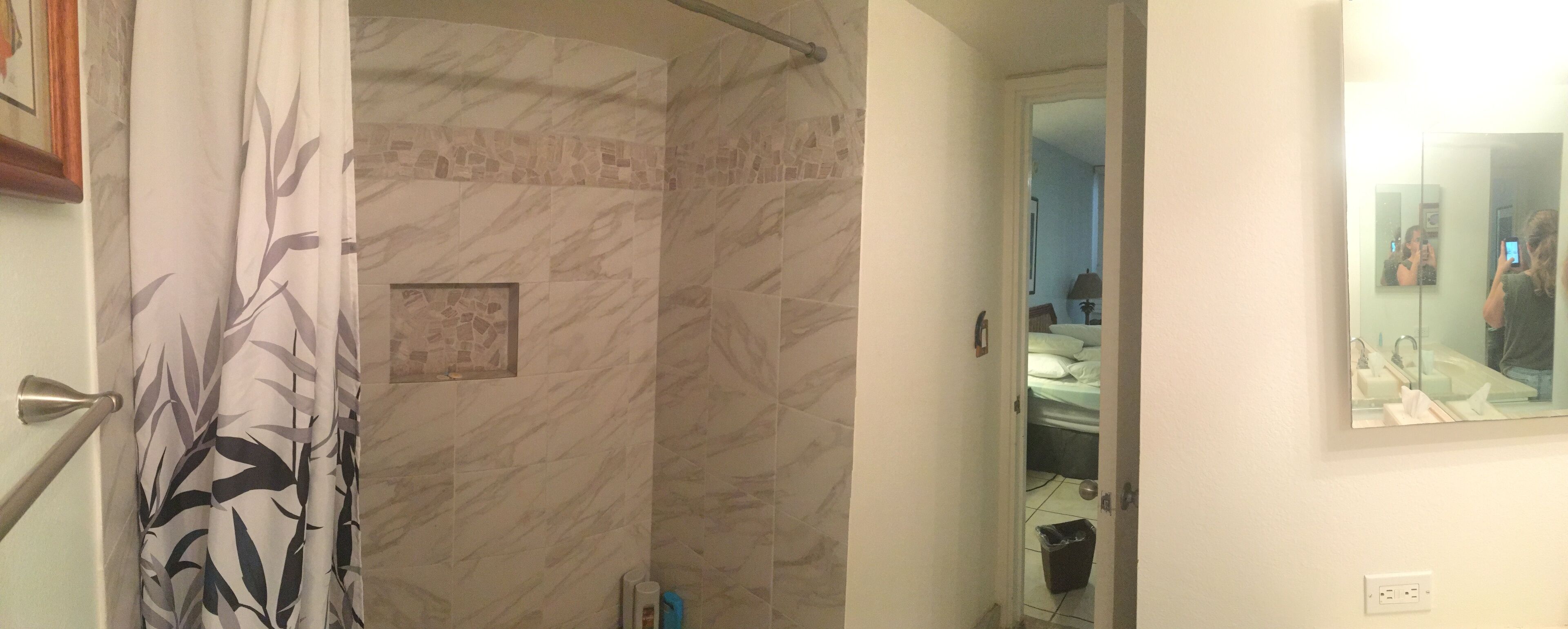 Hair dryer, towels, toilet paper