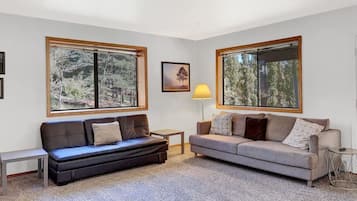 Smart TV, fireplace, video games, foosball