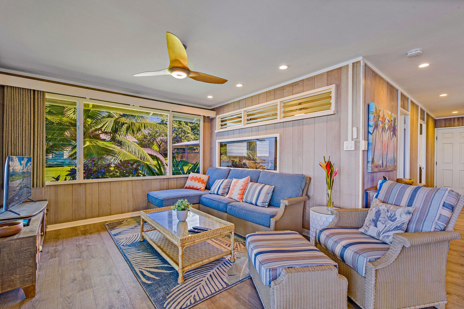 Smart TV, DVD player, books, music library