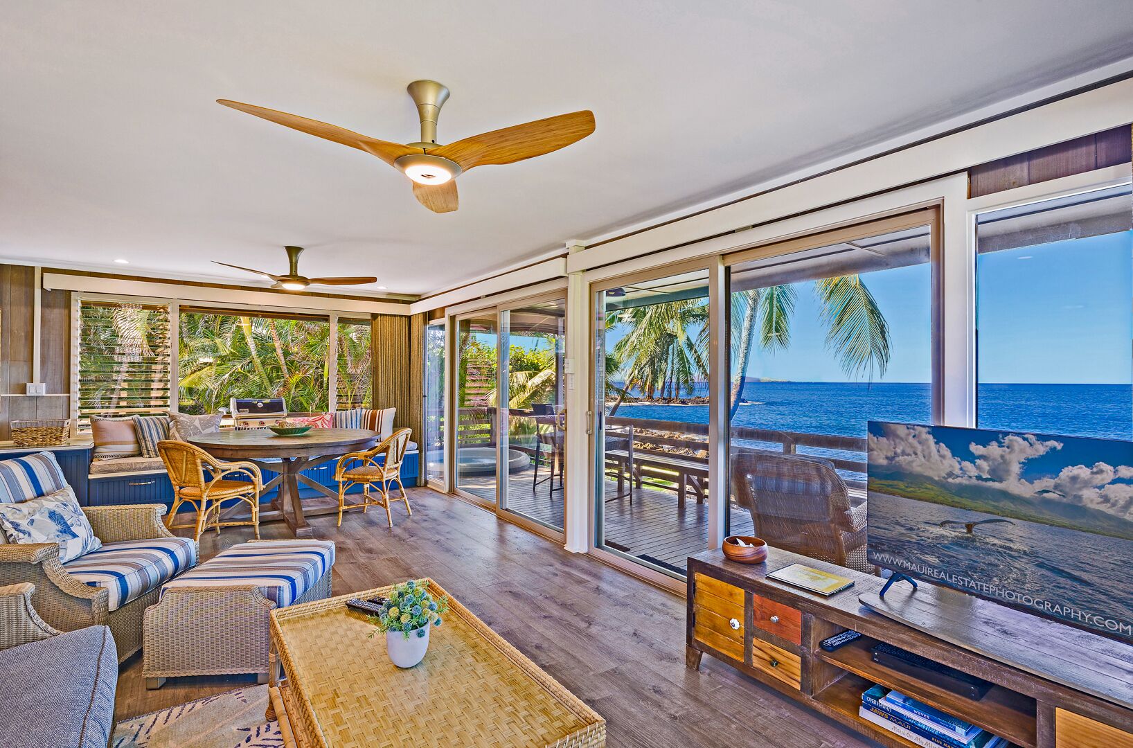 Smart TV, DVD player, books, music library