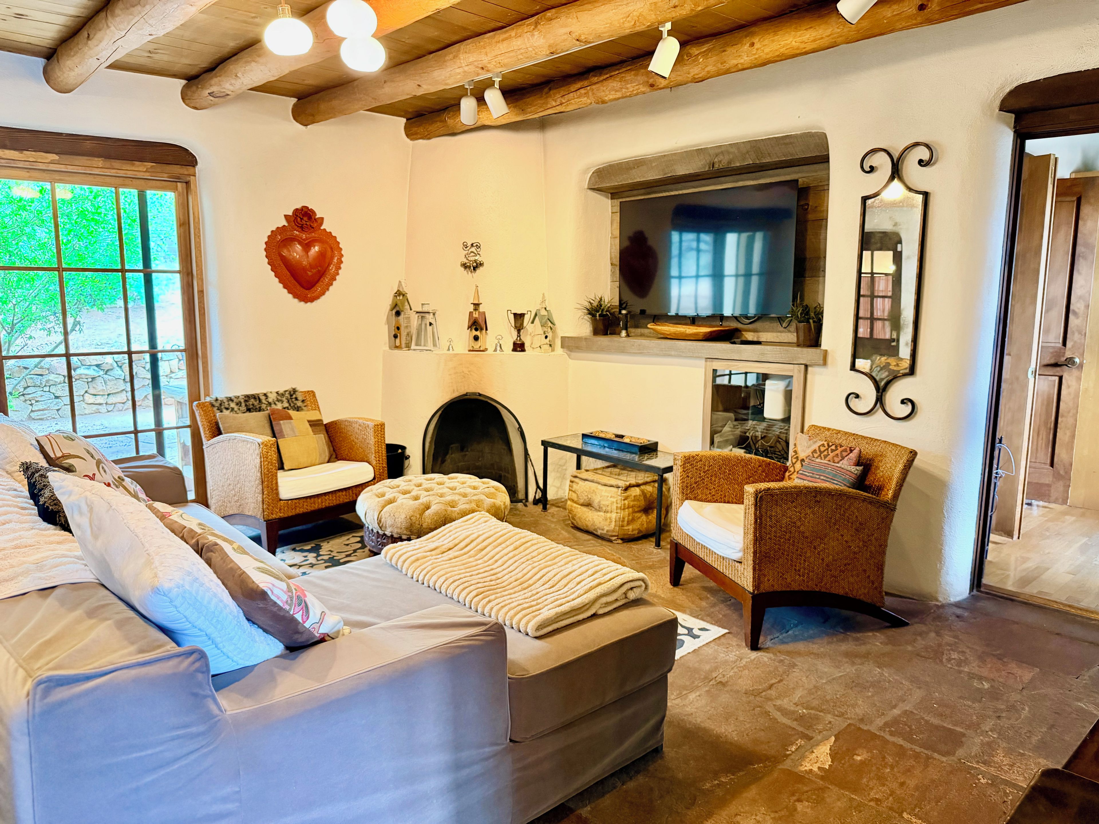 Living Room with Kiva Fireplace