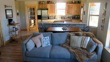 Smart TV, chimenea, reproductor de DVD y libros