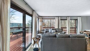 Smart TV, fireplace, ping pong, books