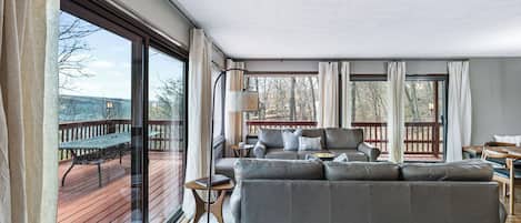 Smart TV, fireplace, ping pong, books