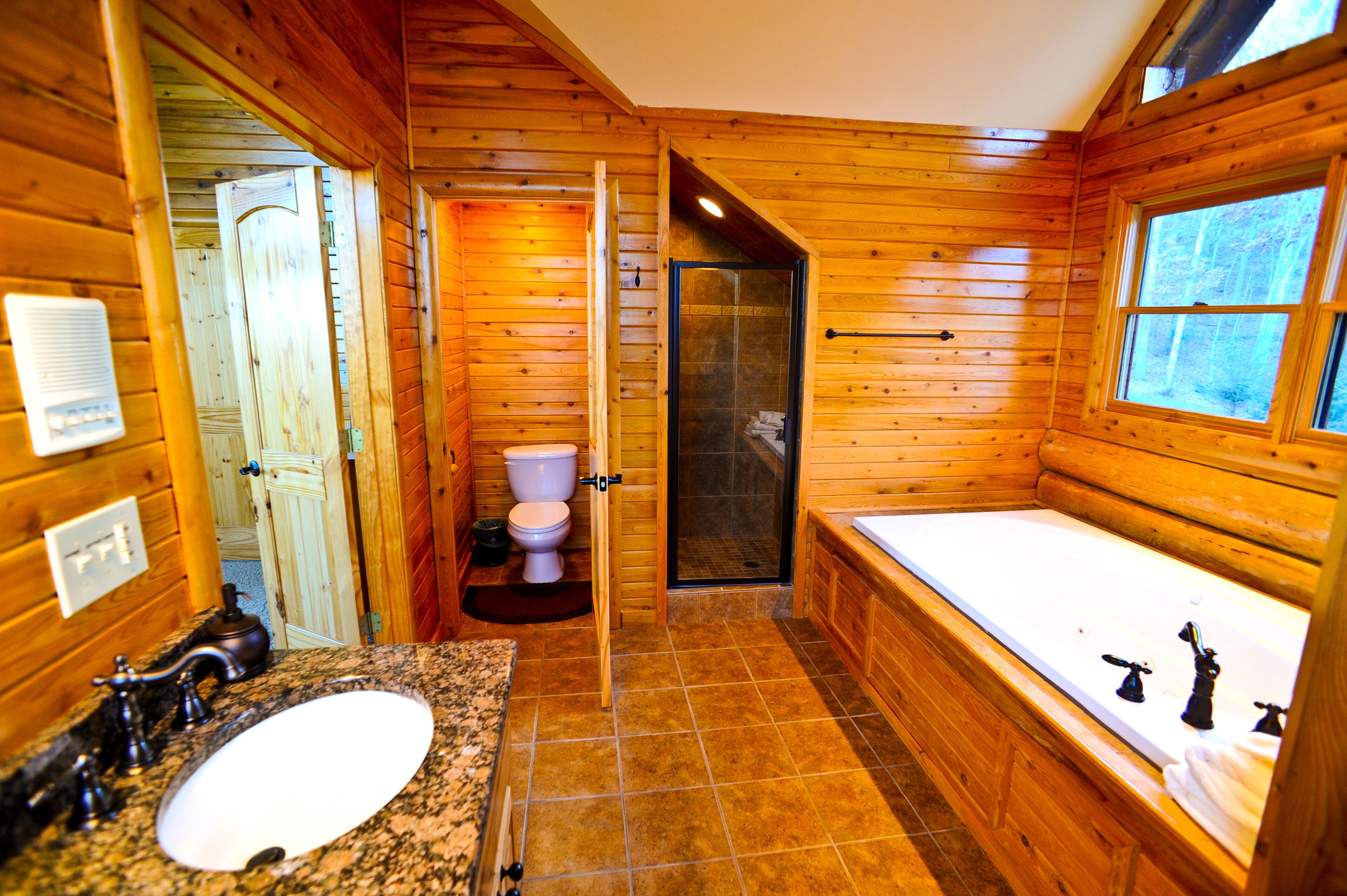 Combined shower/tub, jetted tub, hair dryer, towels