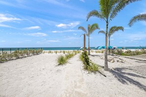 On the beach, sun-loungers, beach towels - Luxury BEACHFRONT Beach House - Pool & Spa - Direct Gulf Access - Entire Home (Bradenton Beach)