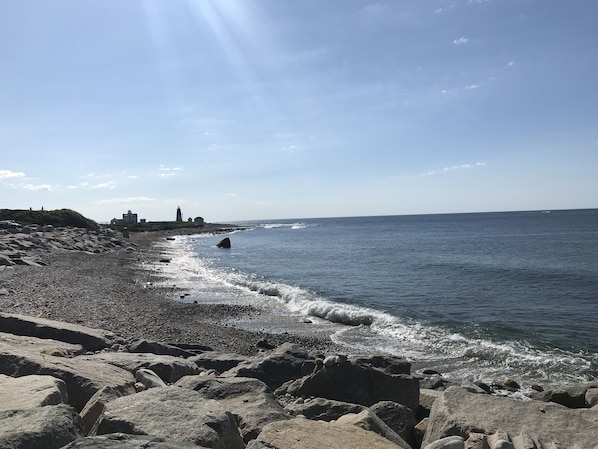 Beach nearby, sun loungers