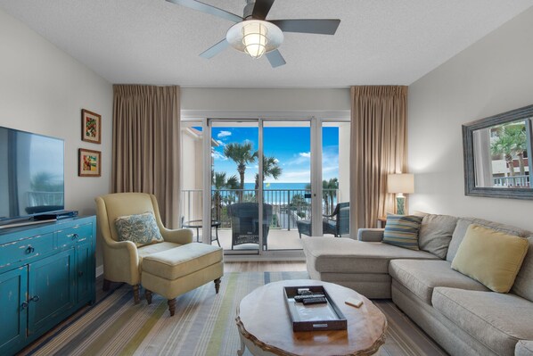 Flat-screen TV, DVD player, stereo