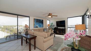 Smart TV, DVD player, books, stereo