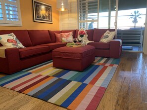 Smart TV, fireplace, DVD player, books