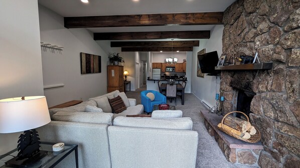 TV, fireplace, DVD player