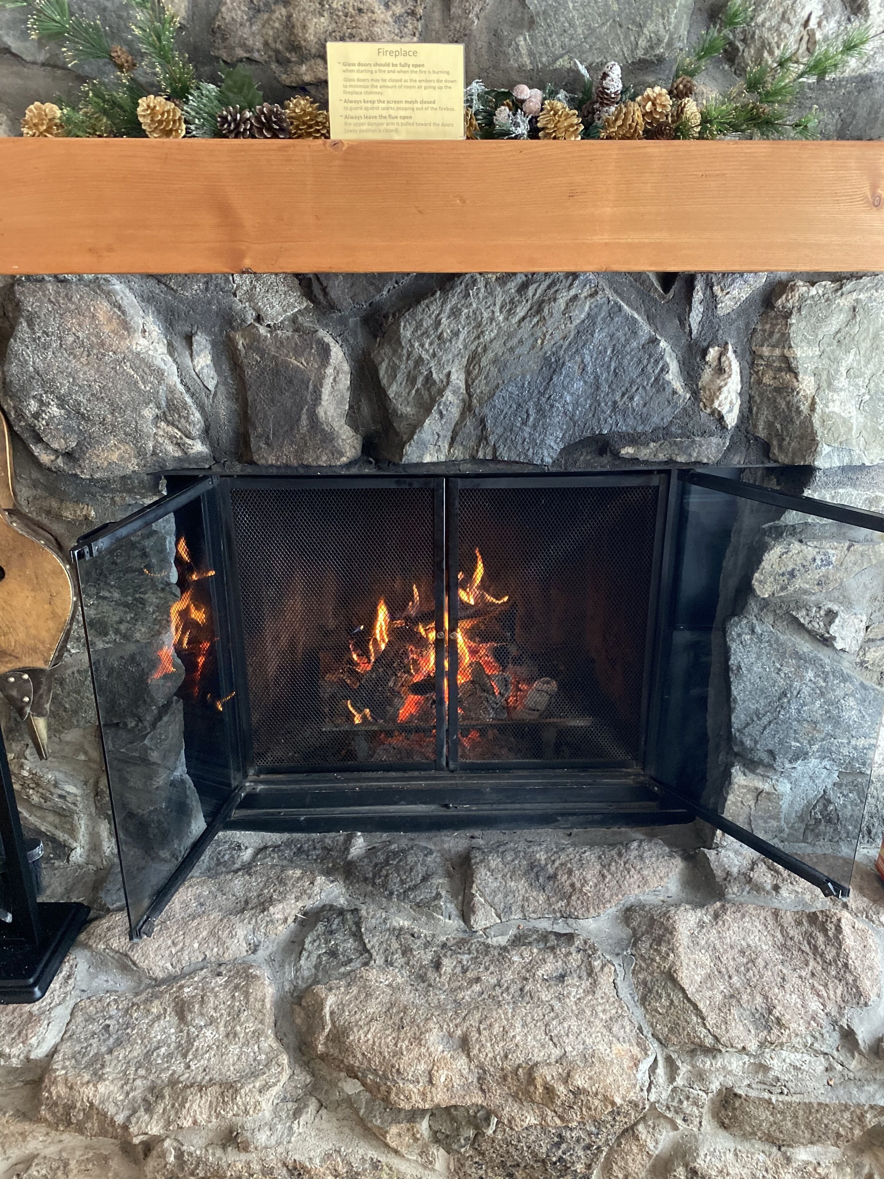 Live fire place and we provide unlimited fire wood!