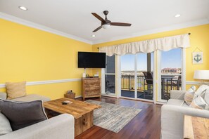 Flat-screen TV - Stay at Sail Away - Riverfront Views (Folly Beach)