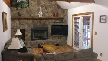 TV, fireplace, table football, ping pong