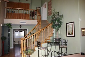 Entranceway with spiral staircase