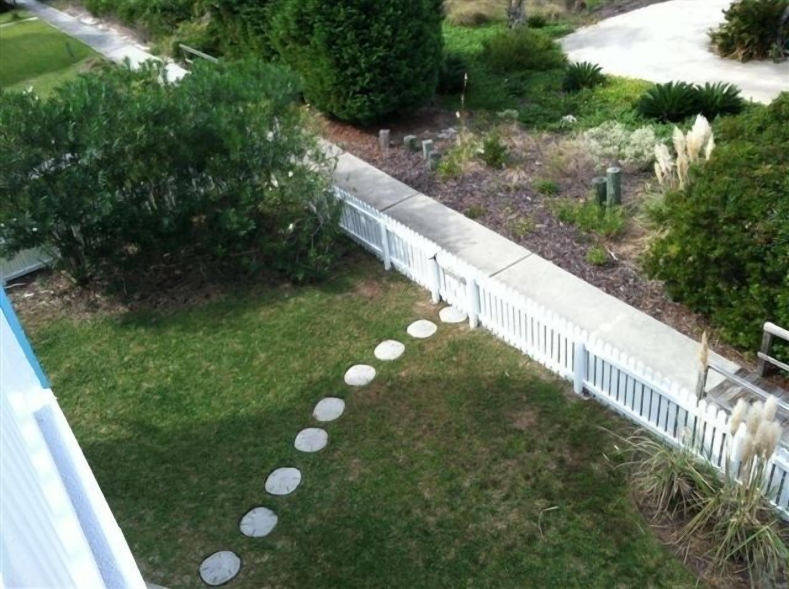 Backyard completely fenced in.
