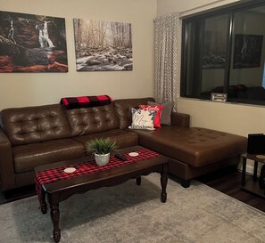 Smart TV, fireplace, DVD player