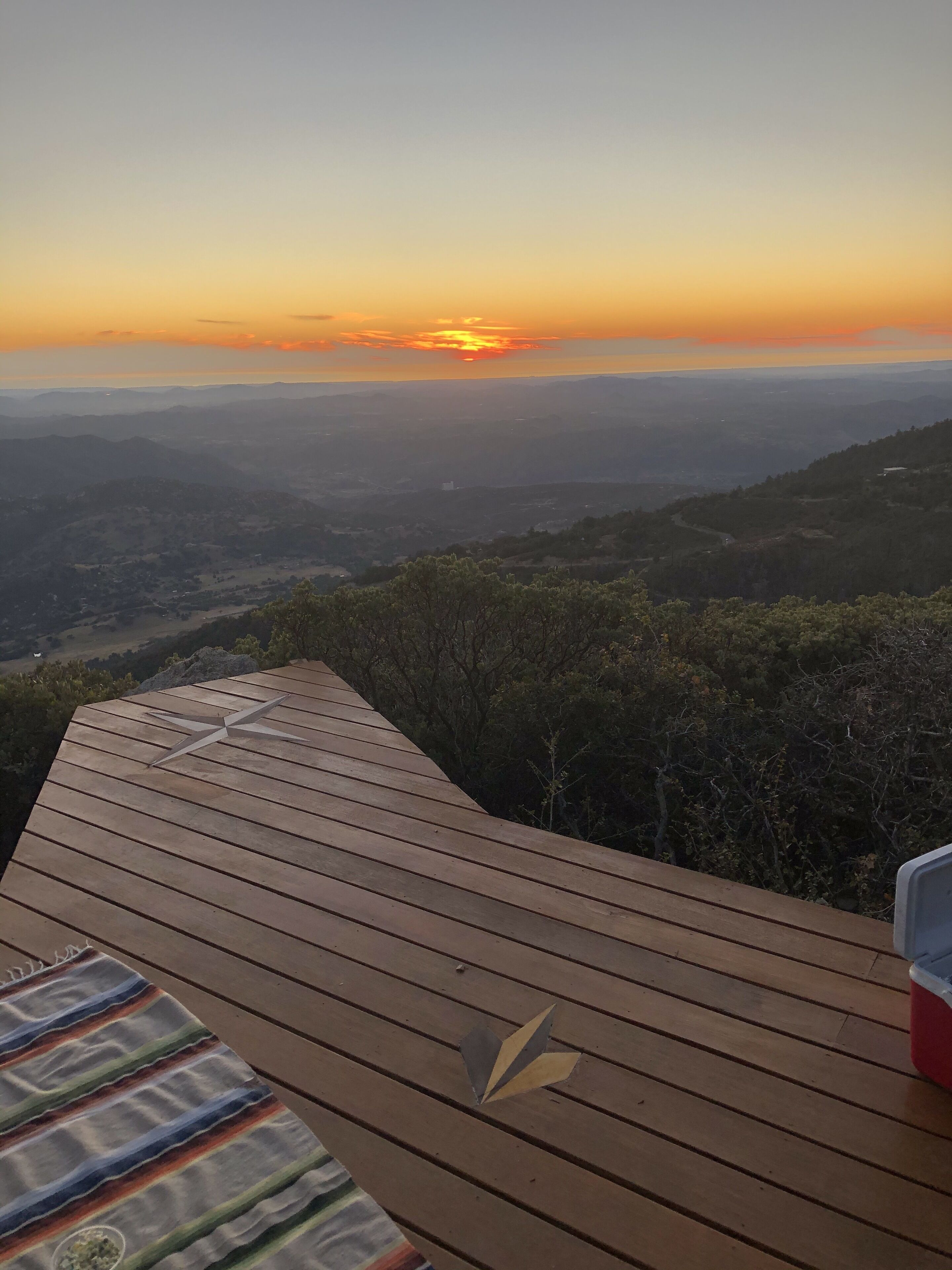 Solstice sunset, December 2020. New inset solstice rose. Followed by Xmas star.