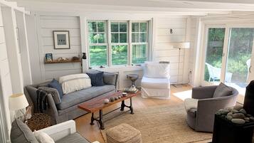 Smart TV, DVD player, books, video library