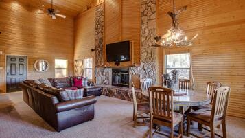 Smart TV, fireplace, video games, foosball