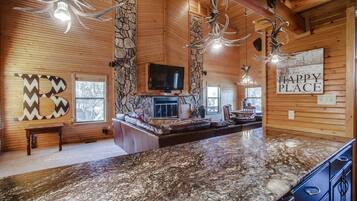 Smart TV, fireplace, video games, foosball